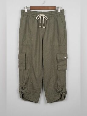 Nicole Miller New York Vintage Look Green Cargo Capri Pants Women’s Size M